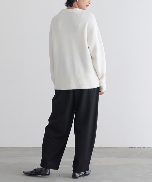 for/c（フォーシー）の「[セットアップ対応]フェザーロングスリーブニットポロ【サスティナブル】（ニット/セーター・レディース・ライトグレー/オフホワイト/ブルー・LL/M/L）」の16枚目の写真