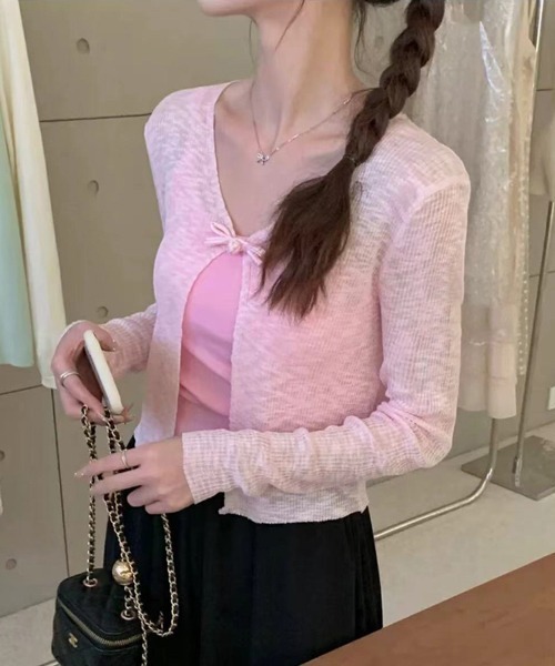 セール】【Mayree】チャイナリボン サマーニット カーディガン