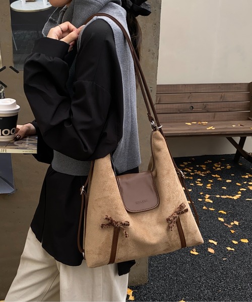 FREE STYLISTS（フリー スタイリスト）の「Y2K ダブルリボンスエードレザーショルダーバッグ/3WAY（ショルダーバッグ・レディース・ブラウン/ダークブラウン・FREE）」の19枚目の写真