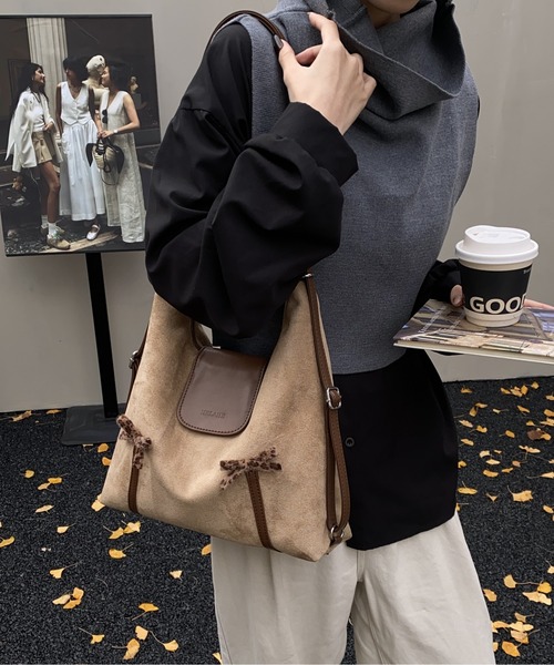 FREE STYLISTS（フリー スタイリスト）の「Y2K ダブルリボンスエードレザーショルダーバッグ/3WAY（ショルダーバッグ・レディース・ブラウン/ダークブラウン・FREE）」の11枚目の写真