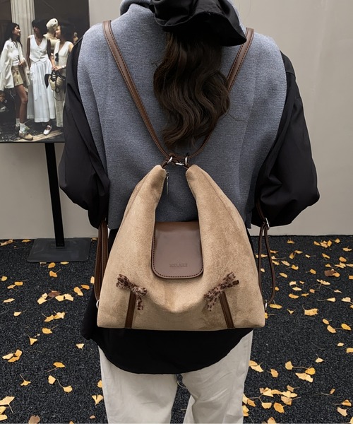 FREE STYLISTS（フリー スタイリスト）の「Y2K ダブルリボンスエードレザーショルダーバッグ/3WAY（ショルダーバッグ・レディース・ブラウン/ダークブラウン・FREE）」の13枚目の写真