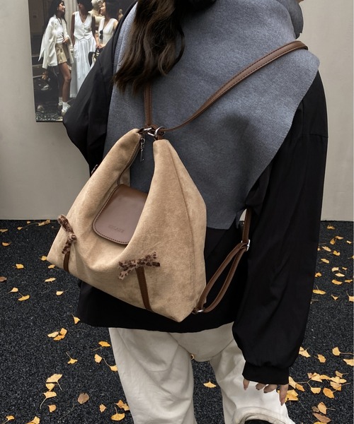 FREE STYLISTS（フリー スタイリスト）の「Y2K ダブルリボンスエードレザーショルダーバッグ/3WAY（ショルダーバッグ・レディース・ブラウン/ダークブラウン・FREE）」の14枚目の写真