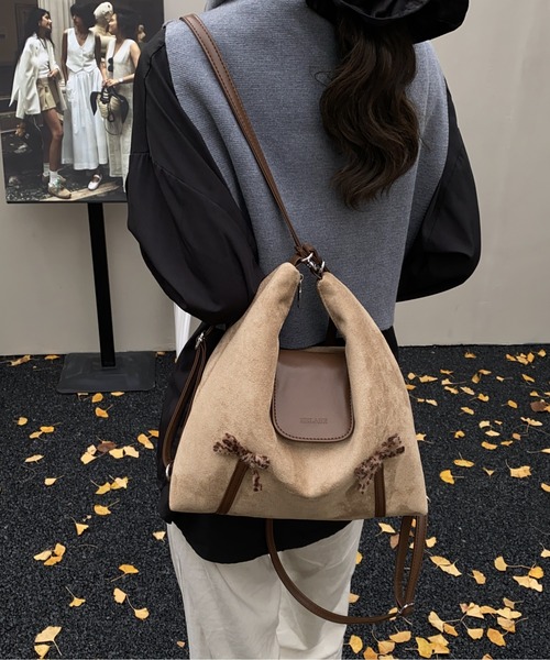FREE STYLISTS（フリー スタイリスト）の「Y2K ダブルリボンスエードレザーショルダーバッグ/3WAY（ショルダーバッグ・レディース・ブラウン/ダークブラウン・FREE）」の15枚目の写真