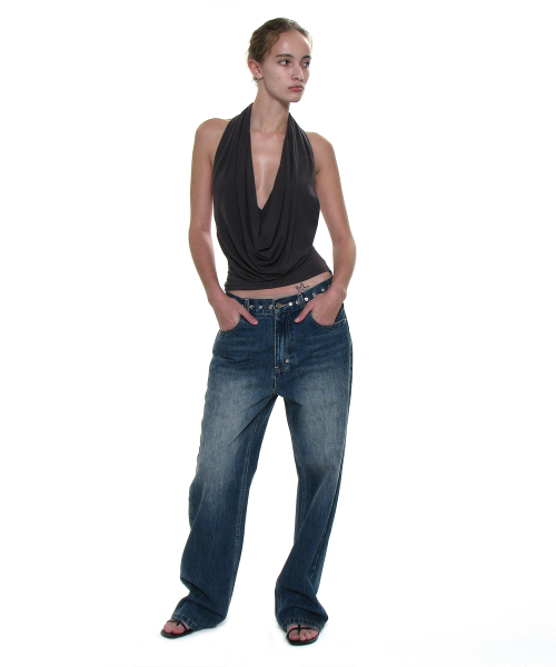 PARTIMENTO WOMEN（パルティメントウィメン）の「メタルポインテッドウエストジーンズ_ミッドブルー（デニムパンツ・レディース・その他・SMALL/MEDIUM）」の5枚目の写真