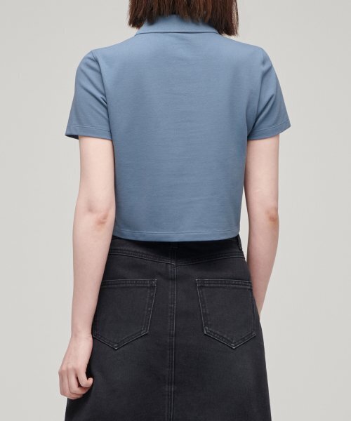 MUSINSA STANDARD WOMAN（ムシンサスタンダードウーマン）の「【クールタンダード】レディースクロップドピケポロシャツ【ブルーグレー】（ポロシャツ・レディース・その他・SMALL/MEDIUM/LARGE/X-SMALL）」の2枚目の写真