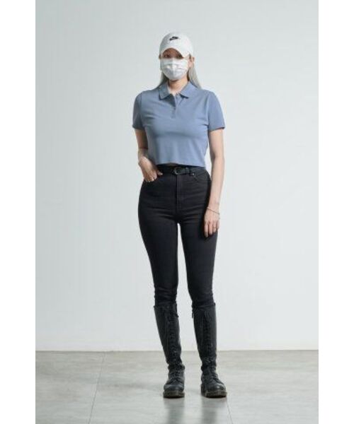 MUSINSA STANDARD WOMAN（ムシンサスタンダードウーマン）の「【クールタンダード】レディースクロップドピケポロシャツ【ブルーグレー】（ポロシャツ・レディース・その他・SMALL/MEDIUM/LARGE/X-SMALL）」の7枚目の写真