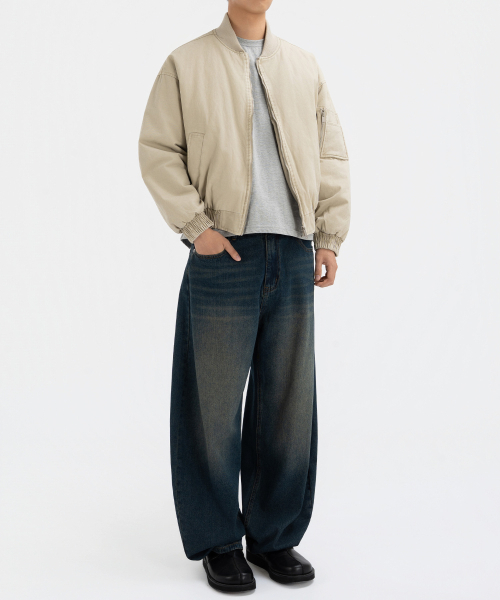 UNDEROFF(アンダーオフ)の「ウォッシュドコットンクロップMA-1ジャンパーカーキ(その他アウター・メンズ・カーキ・MEDIUM/LARGE/X-LARGE)」の3枚目の写真