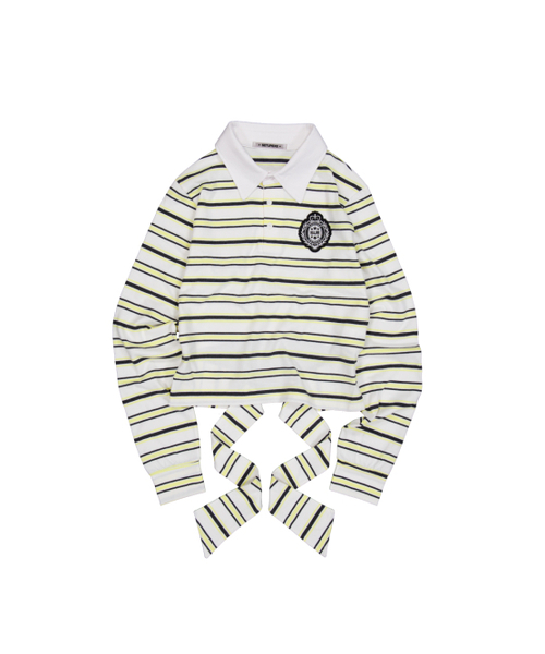 SETUP-EXE(セットアップイーエックスイー)の「STRIPE WAPPEN POLO TOP / YELLOW(ポロシャツ・レディース・その他・OS)」の2枚目の写真