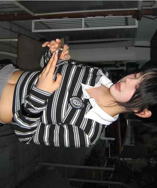 SETUP-EXE(セットアップイーエックスイー)の「STRIPE WAPPEN POLO TOP / YELLOW(ポロシャツ・レディース・その他・OS)」の5枚目の写真