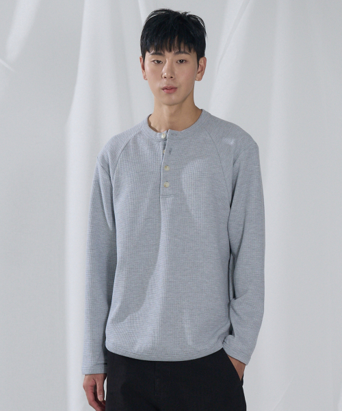 SLOWACID（スローアシッド）の「カーブドワッフルヘンリーネック [ライトグレー]（Tシャツ/カットソー・レディース・その他・MEDIUM/LARGE）」の5枚目の写真