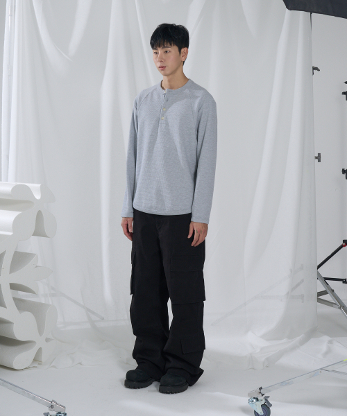 SLOWACID（スローアシッド）の「カーブドワッフルヘンリーネック [ライトグレー]（Tシャツ/カットソー・レディース・その他・MEDIUM/LARGE）」の6枚目の写真