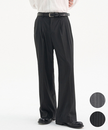 TRIP LE SENS | ライトツーピンタックワイドスラックス_ストライプブラック(スラックス)
