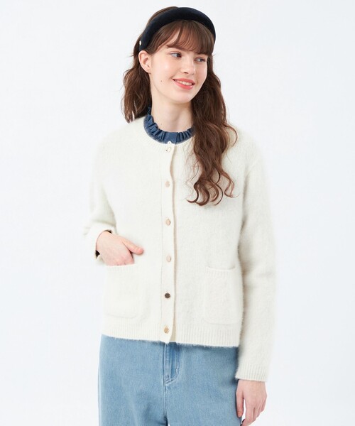 MACKINTOSH PHILOSOPHY（ﾏｯｷﾝﾄｯｼｭ ﾌｨﾛｿﾌｨｰ）の「【ROYTON KNIT(ロイトンニット)】フォックスウール製（カーディガン/ボレロ・レディース・ブルー/オフホワイト/ベージュ・38）」の2枚目の写真