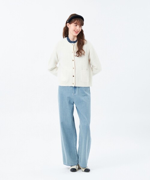 MACKINTOSH PHILOSOPHY（ﾏｯｷﾝﾄｯｼｭ ﾌｨﾛｿﾌｨｰ）の「【ROYTON KNIT(ロイトンニット)】フォックスウール製（カーディガン/ボレロ・レディース・ブルー/オフホワイト/ベージュ・38）」の4枚目の写真