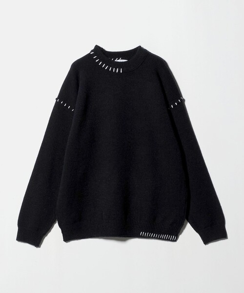 A DAY IN THE LIFE UNITED ARROWS(アデイインザライフユナイテッドアローズ)の「ミドルゲージ ハンドステッチ ニット-ウォッシャブル-<A DAY IN THE LIFE>(ニット/セーター・メンズ・ブラック/ホワイト・L/M)」の2枚目の写真