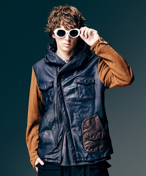 glamb（グラム）の「Carol Rosso Riders Jacket / キャロルロッソライダースジャケット（ライダースジャケット・メンズ・ブラック/マルチ・S/M/L）」の2枚目の写真