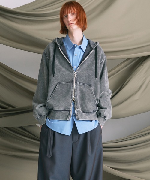 MAISON SPECIAL ネイビー フード付きジップアップパーカー UNISEX》【ONE-MILE WEAR】Prime-Over Fade Zip Hoodie/ワンマイル