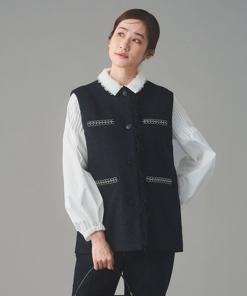 UNITED ARROWS(ユナイテッドアローズ)の「2トーン ツイードライク ベスト(ベスト・レディース・ブラック/ネイビー・38/36)」の1枚目の写真