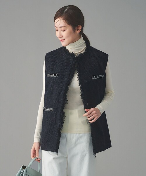 UNITED ARROWS(ユナイテッドアローズ)の「2トーン ツイードライク ベスト(ベスト・レディース・ブラック/ネイビー・38/36)」の5枚目の写真