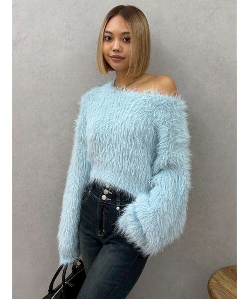 EVRIS（エヴリス）の「シャギーニットトップス（ニット/セーター・レディース・ブルー/ピンク/ホワイト・FREE）」の2枚目の写真