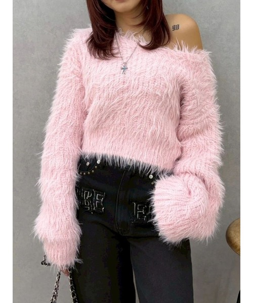 EVRIS（エヴリス）の「シャギーニットトップス（ニット/セーター・レディース・ブルー/ピンク/ホワイト・FREE）」の3枚目の写真