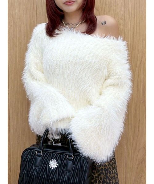 EVRIS（エヴリス）の「シャギーニットトップス（ニット/セーター・レディース・ブルー/ピンク/ホワイト・FREE）」の7枚目の写真