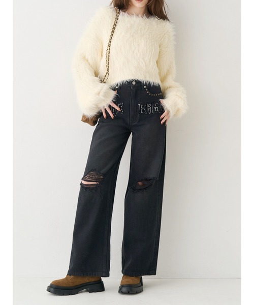 EVRIS（エヴリス）の「シャギーニットトップス（ニット/セーター・レディース・ブルー/ピンク/ホワイト・FREE）」の5枚目の写真