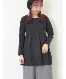 Samansa Mos2 | 裾スカラップレースインナー(Tシャツ/カットソー)