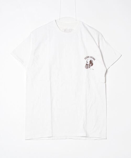 BrownBrown(ブラウンブラウン)の「【BrownBrown】ブラウンブラウン/ Mr.Brown T-shirt(Tシャツ/カットソー・メンズ・チャコールグレー/ホワイト・SMALL/MEDIUM/LARGE/X-LARGE)」の1枚目の写真