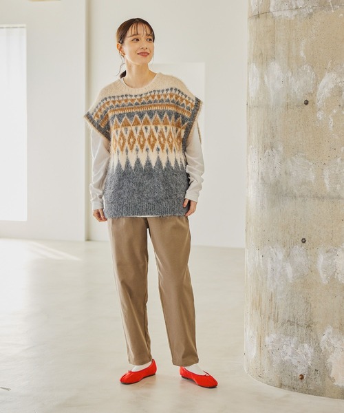 studio CLIP（スタディオクリップ）の「ノルディックニットベスト（ベスト・レディース・ブラウン/グレー・FREE）」の6枚目の写真