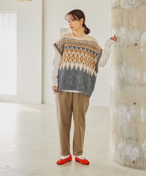 studio CLIP（スタディオクリップ）の「ノルディックニットベスト（ベスト・レディース・ブラウン/グレー・FREE）」の7枚目の写真
