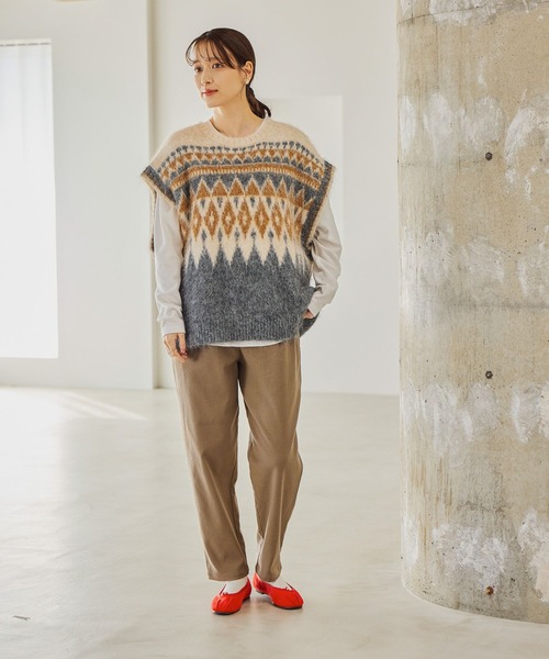 studio CLIP（スタディオクリップ）の「ノルディックニットベスト（ベスト・レディース・ブラウン/グレー・FREE）」の9枚目の写真