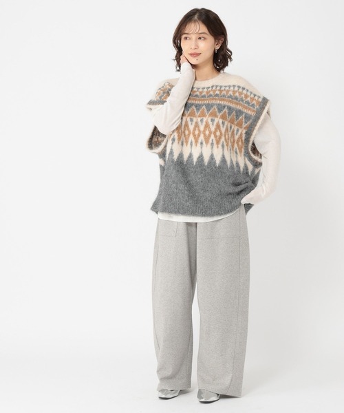 studio CLIP（スタディオクリップ）の「ノルディックニットベスト（ベスト・レディース・ブラウン/グレー・FREE）」の14枚目の写真