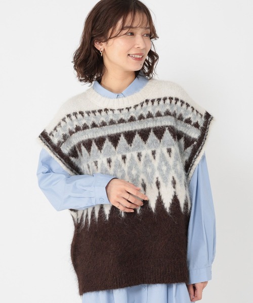 studio CLIP（スタディオクリップ）の「ノルディックニットベスト（ベスト・レディース・ブラウン/グレー・FREE）」の15枚目の写真