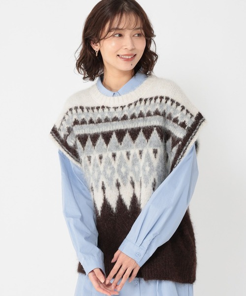 studio CLIP（スタディオクリップ）の「ノルディックニットベスト（ベスト・レディース・ブラウン/グレー・FREE）」の16枚目の写真