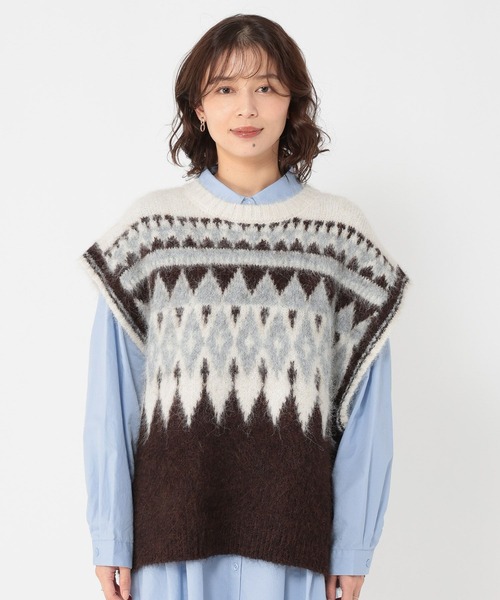 studio CLIP（スタディオクリップ）の「ノルディックニットベスト（ベスト・レディース・ブラウン/グレー・FREE）」の19枚目の写真