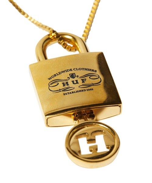 HUF(ハフ)の「LOCK & KEY PENDANT(ネックレス・メンズ・ゴールド・O/S)」の3枚目の写真