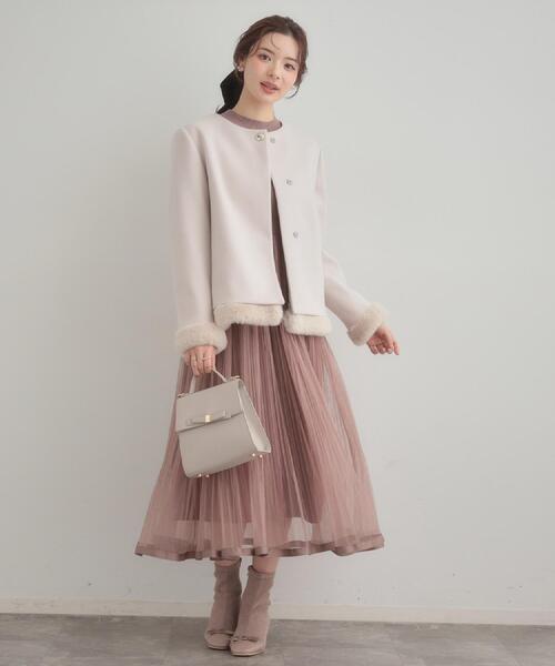 couture brooch(クチュールブローチ)の「【S-LL/キラキラリブニット】チュールドッキング ワンピース(ワンピース・レディース・アイボリー/ブラック/サンドベージュ・36/38/40/42)」の20枚目の写真