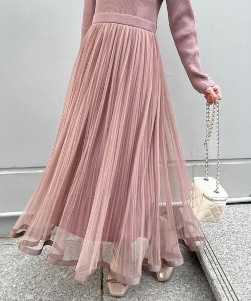 couture brooch(クチュールブローチ)の「【S-LL/キラキラリブニット】チュールドッキング ワンピース(ワンピース・レディース・アイボリー/ブラック/サンドベージュ・36/38/40/42)」の6枚目の写真