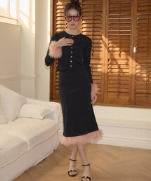 SALON DE YOHN（サロンドヨーン）の「Fur Trimming Skirt_ Black（スカート）」