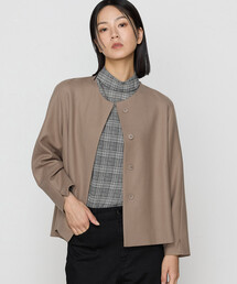 K.T KIYOKO TAKASE | 〔 TALLサイズ 〕 【2WAY】ストレッチフラノ ノーカラーブルゾンジャケット(ノーカラージャケット)