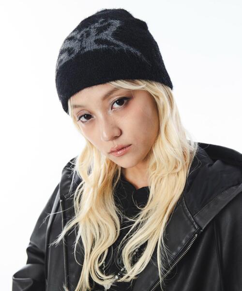 SHORT ROUND（ショートラウンド）の「SHORT ROUND/シャギーシングルニットワッチ（ニットキャップ/ビーニー・レディース・ライトグレー/ブラック・FREE）」の2枚目の写真