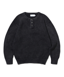 URBANSTOFF（アーバンストッフ）の「ピグメントウォッシュヘンリーネックニット（ブラック）（ニット/セーター）」