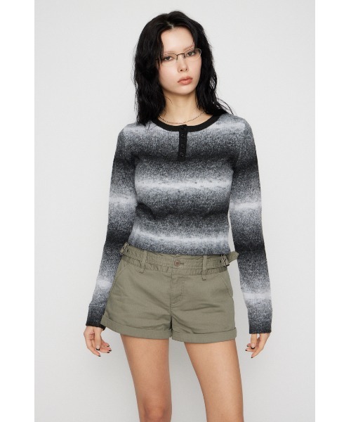 LAGUA GEM(ラグアジェム)の「GRADATION COMPACT KNIT トップス(ニット/セーター・レディース・ブラウン/ピンク/ブラック・FREE)」の5枚目の写真