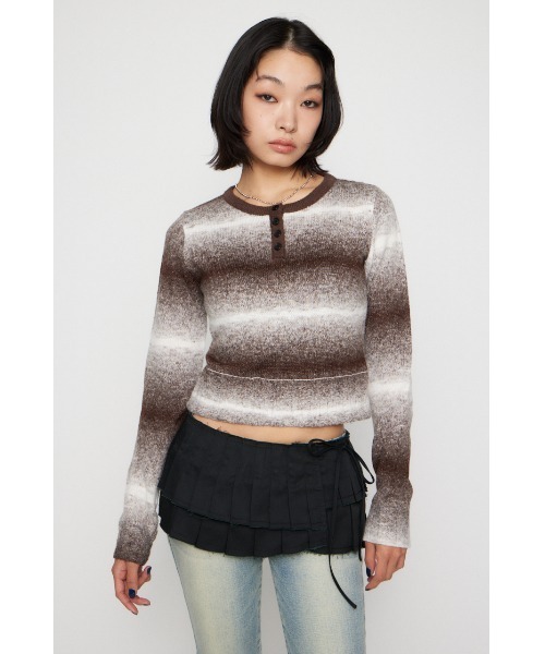 LAGUA GEM(ラグアジェム)の「GRADATION COMPACT KNIT トップス(ニット/セーター・レディース・ブラウン/ピンク/ブラック・FREE)」の13枚目の写真