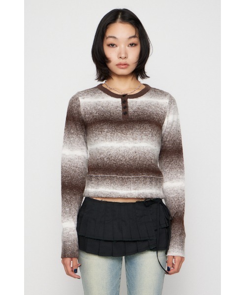 LAGUA GEM(ラグアジェム)の「GRADATION COMPACT KNIT トップス(ニット/セーター・レディース・ブラウン/ピンク/ブラック・FREE)」の22枚目の写真