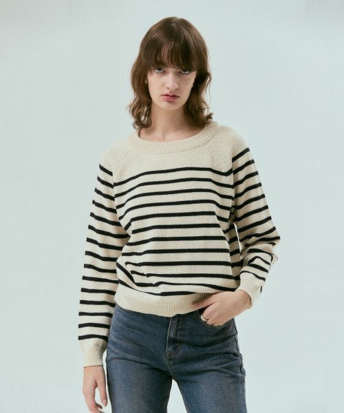 SILN(シルン)の「Raglan stripe knit (IVORY)(ニット/セーター・レディース・その他・FREE)」の1枚目の写真