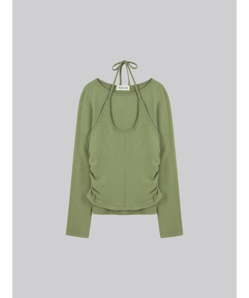 FRIVER07（フリバー07）の「Layered halter neck top set FRFA01LT08_Olive（Tシャツ/カットソー・レディース・オリーブ・FREE）」の2枚目の写真