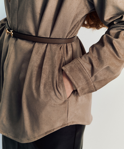 MAYVERU（メイバーユー）の「Geta Suede Jacket _ Brown（シャツ/ブラウス・レディース・その他・FREE）」の6枚目の写真