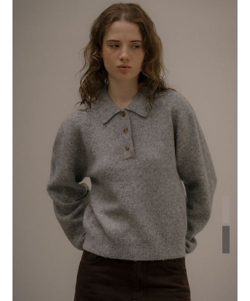 KNOWNBETTER（ノウンベター）の「Soft collar knit [KNFW05SW03]_[2color]（ニット/セーター・レディース・ライトグレー/ブラック×グレー・FREE）」の3枚目の写真